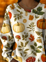 Damen Geblümt Print Frühling/Herbst Lässig Langarm Rundhals Strickpullover