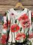 Damen Geblümt Print Frühling/Herbst Lässig Langarm Rundhals Strickpullover