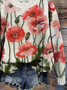 Damen Geblümt Print Frühling/Herbst Lässig Langarm Rundhals Strickpullover