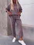 Damen Unifarben Nahtverarbeitung Zweiteiliges Set Täglich Langarm Lässig Frühling/Herbst Bluse mit Hose Matching Set