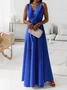 Damen Unifarben Ärmellos Sommer Nahtverarbeitung Kleid V-Ausschnitt Täglich Retro Maxikleid Tanktop A-Linien-Kleid