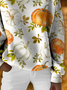 Damen Geblümt Print Frühling/Herbst Lässig Langarm Rundhals Strickpullover