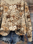 Damen Geblümt Print Frühling/Herbst Lässig Langarm Rundhals Strickpullover