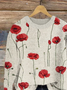 Damen Geblümt Print Frühling/Herbst Lässig Langarm Rundhals Strickpullover