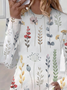 Damen Geblümt Langarm T-Shirts T-Shirt Rundhals Print Lässig Frühling/Herbst T-Shirt mit Grafik Oberteile