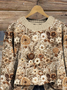 Damen Geblümt Print Frühling/Herbst Lässig Langarm Rundhals Strickpullover