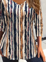 Damen Gestreift Langarm T-Shirts T-Shirt V-Ausschnitt Print Lässig Frühling/Herbst T-Shirt mit Grafik Oberteile