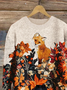 Damen Geblümt Print Frühling/Herbst Lässig Langarm Rundhals Strickpullover