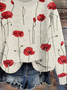 Damen Geblümt Print Frühling/Herbst Lässig Langarm Rundhals Strickpullover