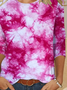 Damen Batik Langarm T-Shirts T-Shirt Rundhals Print Lässig Frühling/Herbst T-Shirt mit Grafik Oberteile