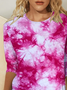 Damen Batik Langarm T-Shirts T-Shirt Rundhals Print Lässig Frühling/Herbst T-Shirt mit Grafik Oberteile