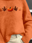 Damen Ahornblatt Print Frühling/Herbst Retro Langarm Rollkragen Pullover