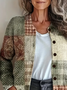 Damen Abstrakt Retro Frühling/Herbst Print Strickjacke