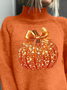 Damen Halloween (Kürbis) Print Frühling/Herbst Retro Langarm Rollkragen Pullover