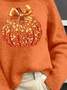 Damen Halloween (Kürbis) Print Frühling/Herbst Retro Langarm Rollkragen Pullover