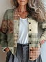 Damen Abstrakt Retro Frühling/Herbst Print Strickjacke