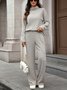 Damen Unifarben Nahtverarbeitung Zweiteiliges Set Täglich Langarm Lässig Frühling/Herbst Bluse mit Hose Matching Set