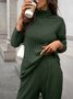 Damen Unifarben Nahtverarbeitung Zweiteiliges Set Täglich Langarm Lässig Frühling/Herbst Bluse mit Hose Matching Set