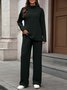 Damen Unifarben Nahtverarbeitung Zweiteiliges Set Täglich Langarm Lässig Frühling/Herbst Bluse mit Hose Matching Set