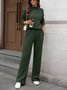 Damen Unifarben Nahtverarbeitung Zweiteiliges Set Täglich Langarm Lässig Frühling/Herbst Bluse mit Hose Matching Set