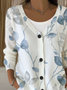 Damen Geblümt Langarm V-Ausschnitt Lässig Frühling/Herbst Strickjacke Oberbekleidung