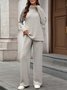 Damen Unifarben Nahtverarbeitung Zweiteiliges Set Täglich Langarm Lässig Frühling/Herbst Bluse mit Hose Matching Set