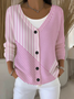 Damen Gestreift Langarm V-Ausschnitt Lässig Frühling/Herbst Strickjacke Oberbekleidung