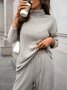 Damen Unifarben Nahtverarbeitung Zweiteiliges Set Täglich Langarm Lässig Frühling/Herbst Bluse mit Hose Matching Set