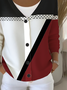 Damen Abstrakt Langarm V-Ausschnitt Lässig Frühling/Herbst Strickjacke Oberbekleidung