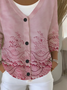 Damen Geblümt Langarm V-Ausschnitt Lässig Frühling/Herbst Strickjacke Oberbekleidung