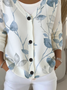 Damen Geblümt Langarm V-Ausschnitt Lässig Frühling/Herbst Strickjacke Oberbekleidung