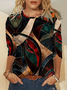 Damen Abstrakt Langarm T-Shirts T-Shirt Rundhals Print Lässig Frühling/Herbst T-Shirt mit Grafik Oberteile