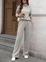 Damen Unifarben Nahtverarbeitung Zweiteiliges Set Täglich Langarm Lässig Frühling/Herbst Bluse mit Hose Matching Set