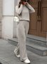 Damen Unifarben Nahtverarbeitung Zweiteiliges Set Täglich Langarm Lässig Frühling/Herbst Bluse mit Hose Matching Set