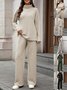 Damen Unifarben Nahtverarbeitung Zweiteiliges Set Täglich Langarm Lässig Frühling/Herbst Bluse mit Hose Matching Set