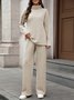Damen Unifarben Nahtverarbeitung Zweiteiliges Set Täglich Langarm Lässig Frühling/Herbst Bluse mit Hose Matching Set