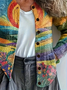 Damen Abstrakt Retro Frühling/Herbst Print Strickjacke