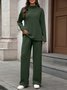 Damen Unifarben Nahtverarbeitung Zweiteiliges Set Täglich Langarm Lässig Frühling/Herbst Bluse mit Hose Matching Set