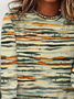 Damen Abstrakt Langarm T-Shirts T-Shirt Rundhals Print Lässig Frühling/Herbst T-Shirt mit Grafik Oberteile