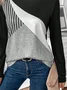 Damen Abstrakt Langarm T-Shirts T-Shirt Rundhals Print Lässig Frühling/Herbst T-Shirt mit Grafik Oberteile