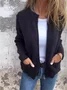 Damen Frühling/Herbst Oberbekleidung Retro Nahtverarbeitung Unifarben Langarm Stehkragen Jacke