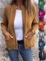 Damen Frühling/Herbst Oberbekleidung Retro Nahtverarbeitung Unifarben Langarm Stehkragen Jacke