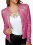 Damen Frühling/Herbst Oberbekleidung Retro Nahtverarbeitung Unifarben Langarm Stehkragen Jacke
