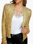 Damen Frühling/Herbst Oberbekleidung Retro Nahtverarbeitung Unifarben Langarm Stehkragen Jacke