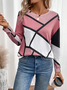 Damen Abstrakt Langarm T-Shirts T-Shirt Rundhals Print Lässig Frühling/Herbst T-Shirt mit Grafik Oberteile