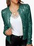 Damen Frühling/Herbst Oberbekleidung Retro Nahtverarbeitung Unifarben Langarm Stehkragen Jacke