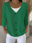 Damen Unifarben Lässig Frühling/Herbst Strickjacke