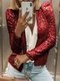 Damen Frühling/Herbst Oberbekleidung Retro Nahtverarbeitung Unifarben Langarm Stehkragen Jacke