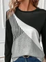 Damen Abstrakt Langarm T-Shirts T-Shirt Rundhals Print Lässig Frühling/Herbst T-Shirt mit Grafik Oberteile