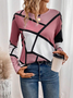 Damen Abstrakt Langarm T-Shirts T-Shirt Rundhals Print Lässig Frühling/Herbst T-Shirt mit Grafik Oberteile